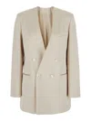 Philosophy Di Lorenzo Serafini White Double Breasted Jacket With Chest Pocket In Acetate Fabric Woman