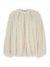 Philosophy Di Lorenzo Serafini White Jacket With Hidden Closure And Wide Sleeves In Floating Jacquard Women