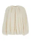 Philosophy Di Lorenzo Serafini White Jacket With Hidden Closure And Wide Sleeves In Floating Jacquard Women In White