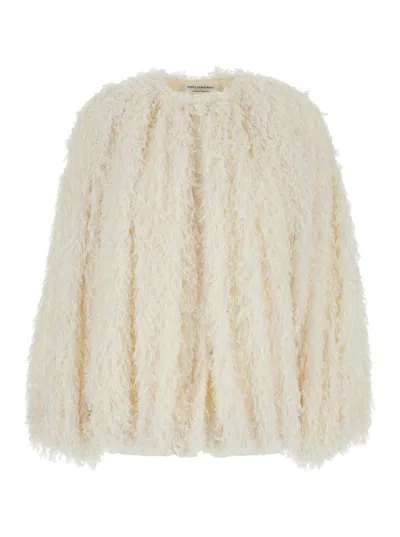 PHILOSOPHY DI LORENZO SERAFINI WHITE JACKET WITH HIDDEN CLOSURE AND WIDE SLEEVES