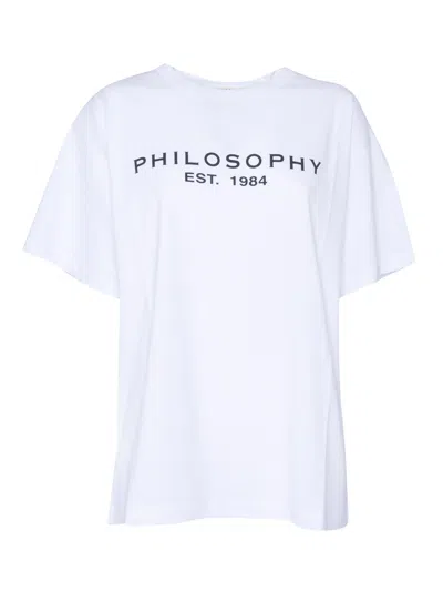 PHILOSOPHY DI LORENZO SERAFINI WHITE T-SHIRT WITH LOGO