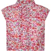 Philosophy Di Lorenzo Serafini White Top For Girl With Flowers In Rosso