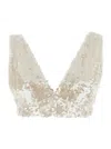 Philosophy Di Lorenzo Serafini White Top With All-over Sequins In Tech Fabric Woman In Multi