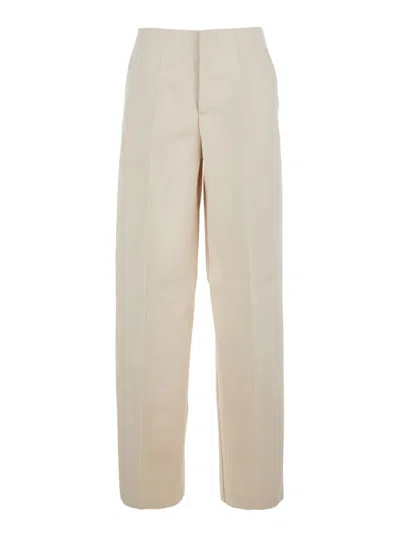 Philosophy Di Lorenzo Serafini White Wide Leg Pants With Tailored Pleats In Acetate Fabric Woman