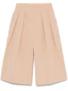 Philosophy Di Lorenzo Serafini Beige Cotton Blend Shorts With Pleats In Neutrals
