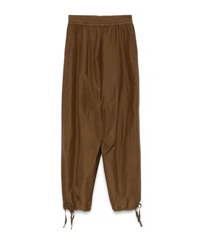 Philosophy Di Lorenzo Serafini Wide Leg Drawstring Pants In Brown