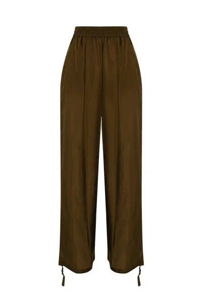 Philosophy Di Lorenzo Serafini Wide Leg Silk Trousers In Brown