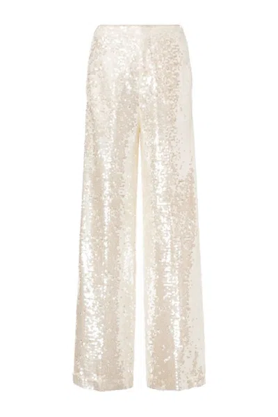 Philosophy Di Lorenzo Serafini Wide-leg Trousers With Sequins And Flattering Fit In Neutral