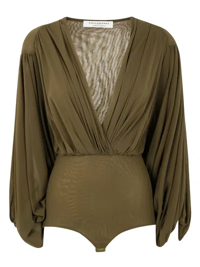 Philosophy Di Lorenzo Serafini Wide-sleeves Bodysuit In Brown