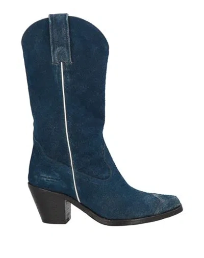 Philosophy Di Lorenzo Serafini Woman Ankle Boots Blue Size 7 Leather