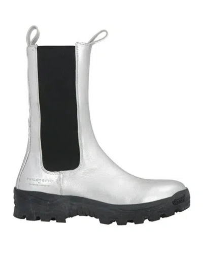 Philosophy Di Lorenzo Serafini Woman Ankle Boots Silver Size 8 Leather