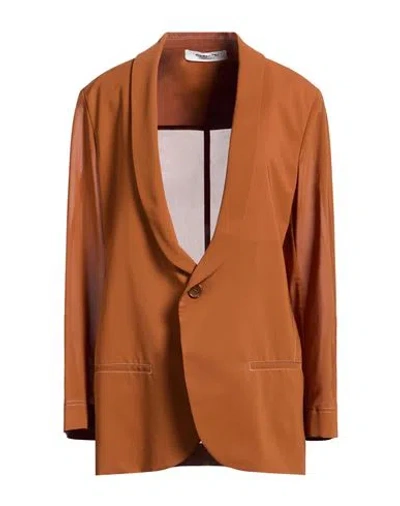 Philosophy Di Lorenzo Serafini Woman Blazer Camel Size 6 Polyester, Cotton In Beige
