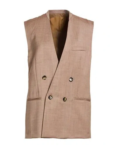Philosophy Di Lorenzo Serafini Woman Blazer Light Brown Size 4 Virgin Wool, Linen, Viscose, Elastane