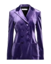Philosophy Di Lorenzo Serafini Double-breast Satin-finish Blazer In Purple