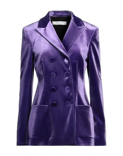 PHILOSOPHY DI LORENZO SERAFINI PHILOSOPHY DI LORENZO SERAFINI WOMAN BLAZER PURPLE SIZE 10 POLYESTER, ELASTANE, VISCOSE, COTTON