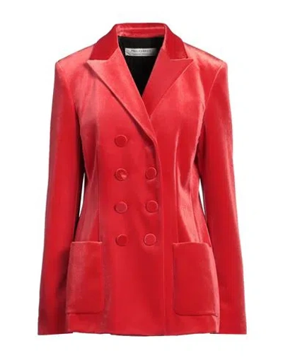 Philosophy Di Lorenzo Serafini Woman Blazer Red Size 8 Polyester, Elastane, Viscose, Cotton