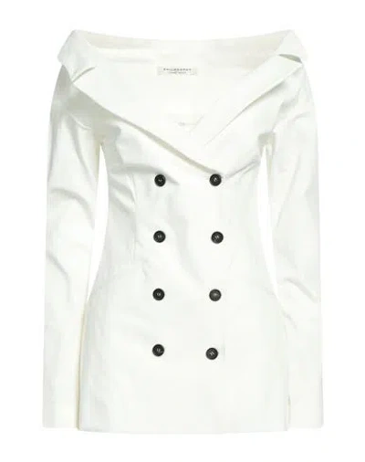 Philosophy Di Lorenzo Serafini Woman Blazer White Size 6 Cotton, Elastane