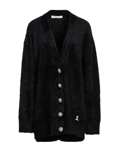Philosophy Di Lorenzo Serafini Embroidered Brushed Knitted Cardigan In Black