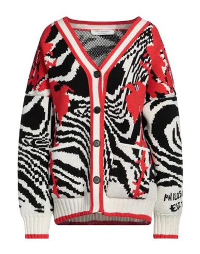 PHILOSOPHY DI LORENZO SERAFINI PHILOSOPHY DI LORENZO SERAFINI WOMAN CARDIGAN RED SIZE 6 VIRGIN WOOL