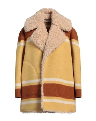 Philosophy Di Lorenzo Serafini Woman Coat Marigold Size L Virgin Wool, Cotton, Polyester, Acrylic