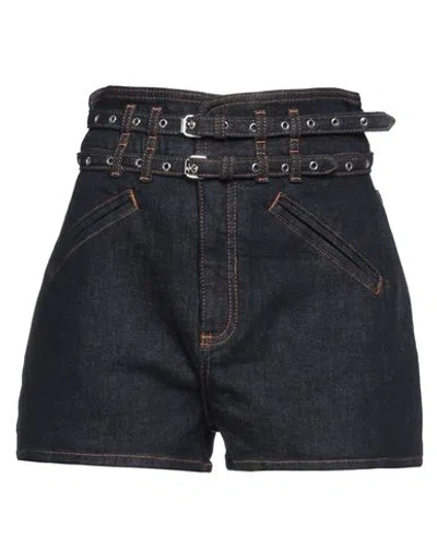 Philosophy Di Lorenzo Serafini Belted Embroidered Stretch-denim Shorts In Blue