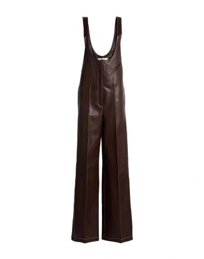 Philosophy Di Lorenzo Serafini Woman Jumpsuit Chocolate Brown Size M Polyester, Polyurethane Resin