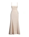 Shop Philosophy Di Lorenzo Serafini Woman Maxi Dress Beige Size 4 Polyester, Wool, Elastane