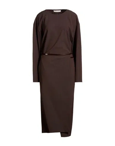 Philosophy Di Lorenzo Serafini Woman Maxi Dress Chocolate Brown Size 4 Polyester, Virgin Wool, Elast