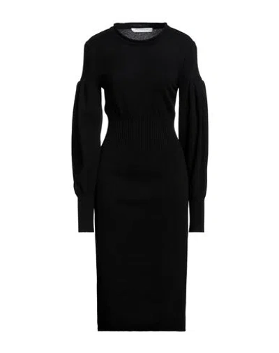 Philosophy Di Lorenzo Serafini Woman Midi Dress Black Size 8 Virgin Wool, Polyamide, Elastane