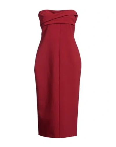 Philosophy Di Lorenzo Serafini Woman Midi Dress Brick Size 8 Polyester, Polyurethane