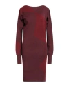 Philosophy Di Lorenzo Serafini Woman Midi Dress Burgundy Size 8 Virgin Wool, Acrylic In Purple