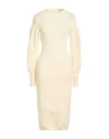 Philosophy Di Lorenzo Serafini Woman Midi Dress Ivory Size 4 Virgin Wool, Polyamide, Elastane In Neutral