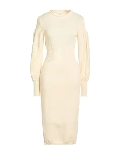 Philosophy Di Lorenzo Serafini Woman Midi Dress Ivory Size 4 Virgin Wool, Polyamide, Elastane In Neutral