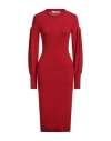 Philosophy Di Lorenzo Serafini Woman Midi Dress Red Size 6 Virgin Wool, Polyamide, Elastane In Red