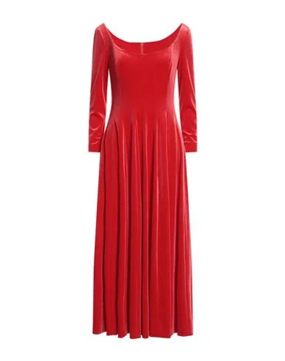Philosophy Di Lorenzo Serafini Woman Midi Dress Red Size 4 Polyester, Elastane