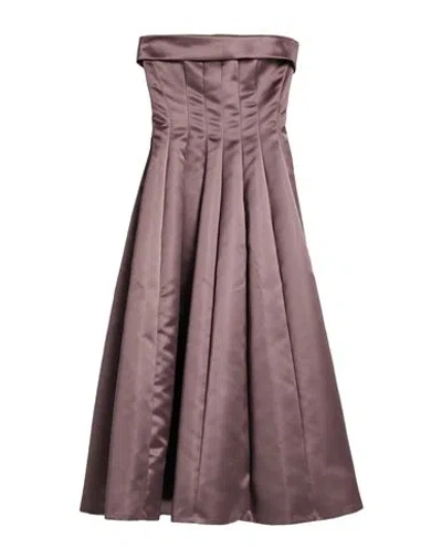Philosophy Di Lorenzo Serafini Woman Midi Dress Taupe Size 4 Polyester In Grey