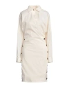 Philosophy Di Lorenzo Serafini Woman Midi Dress White Size 6 Cotton, Elastane In Multi