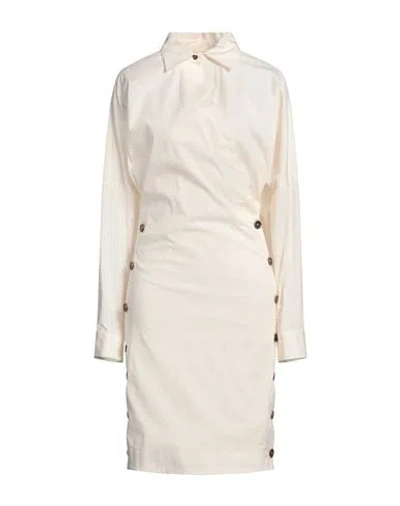 Philosophy Di Lorenzo Serafini Woman Midi Dress White Size 6 Cotton, Elastane In Multi