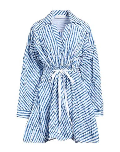 Philosophy Di Lorenzo Serafini Woman Mini Dress Blue Size 4 Cotton In Multi