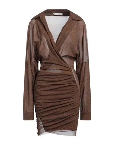 Philosophy Di Lorenzo Serafini Woman Mini Dress Brown Size 6 Polyamide