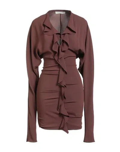 Philosophy Di Lorenzo Serafini Woman Mini Dress Brown Size 6 Triacetate, Polyester