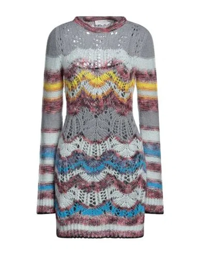 Philosophy Di Lorenzo Serafini Woman Mini Dress Grey Size 6 Polyamide, Mohair Wool, Wool
