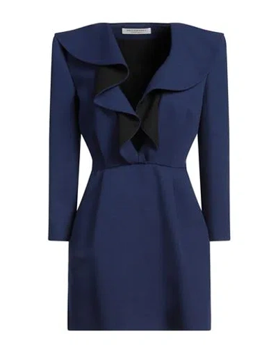 Philosophy Di Lorenzo Serafini Woman Mini Dress Midnight Blue Size 4 Virgin Wool, Cotton