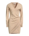 Philosophy Di Lorenzo Serafini Woman Mini Dress Sand Size 8 Acrylic, Virgin Wool In Neutral