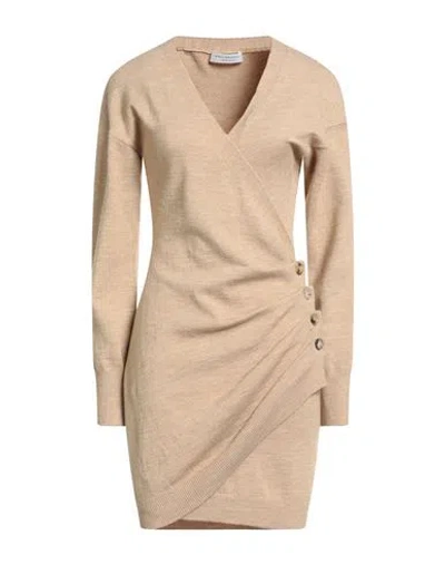 Philosophy Di Lorenzo Serafini Woman Mini Dress Sand Size 8 Acrylic, Virgin Wool In Neutral