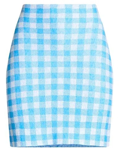 Philosophy Di Lorenzo Serafini Woman Mini Skirt Azure Size 4 Linen, Cotton, Polyamide In Blue