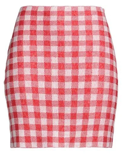 Philosophy Di Lorenzo Serafini Woman Mini Skirt Red Size 8 Linen, Cotton, Polyamide