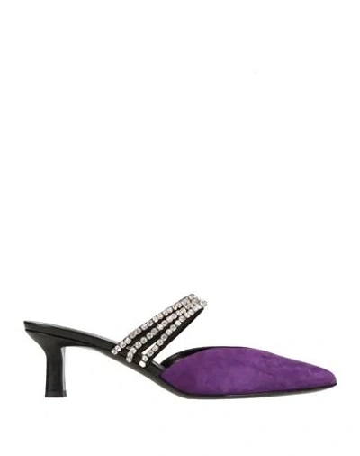 Philosophy Di Lorenzo Serafini Woman Mules & Clogs Purple Size 9 Leather