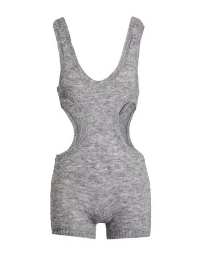 Philosophy Di Lorenzo Serafini Woman Playsuit Light Grey Size 4 Mohair Wool, Wool, Polyamide, Elasta In Gray