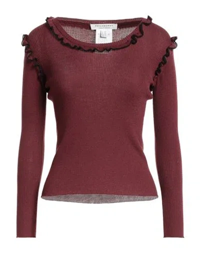 Philosophy Di Lorenzo Serafini Woman Sweater Burgundy Size 4 Viscose, Virgin Wool